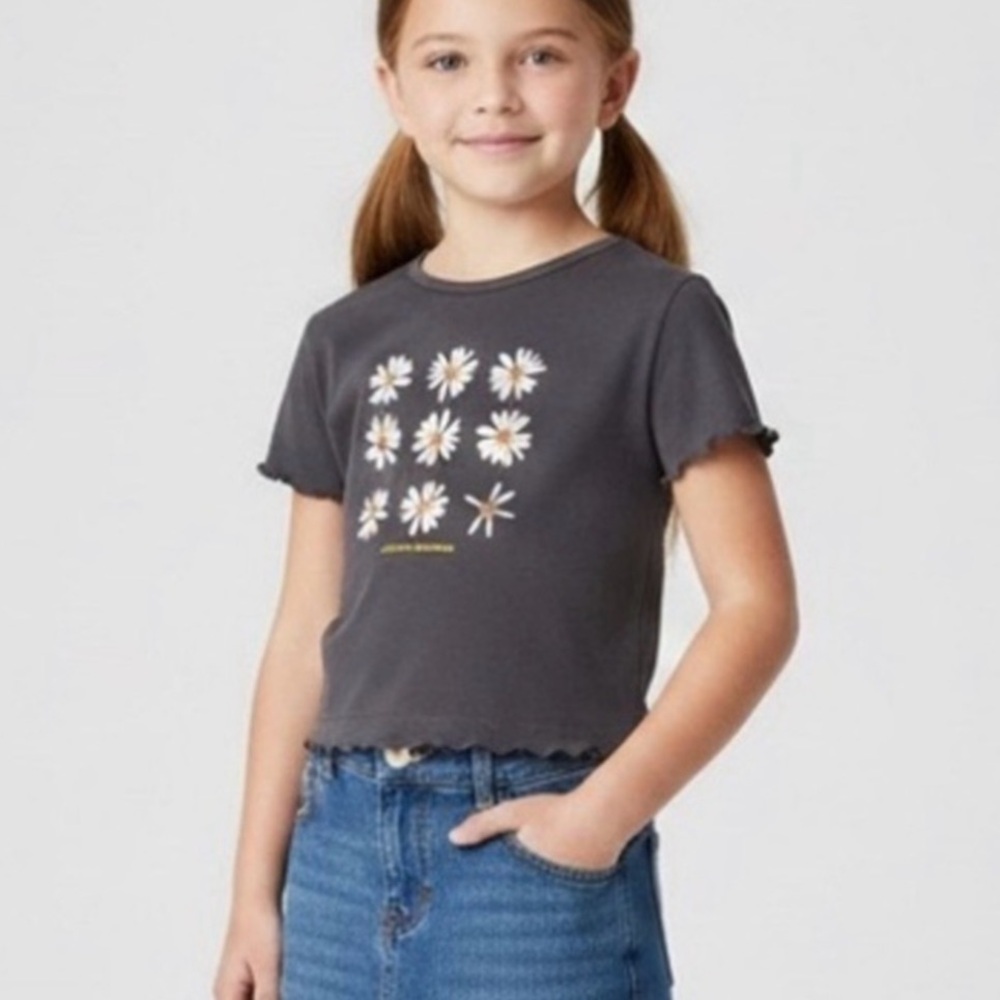 ZARA Short Sleeve Cropped Graphic Retro Top